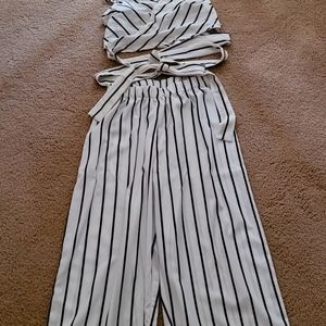 Size S SHEIN striped 2pc Wide Leg Pant set